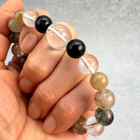 【デザインブレスレット】ガネッシュヒマール産×カイラス産天然ヒマラヤ水晶/Ganesh Himal×Kailash Himalayan Quartz