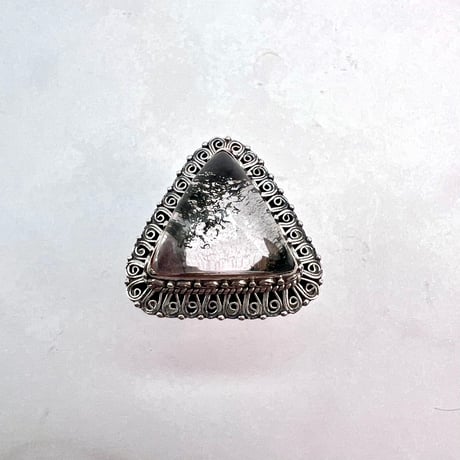 【ガネッシュヒマール産】クローライトイン天然ヒマラヤ水晶S/V925リング/Ganesh Himal Chlorite in Himalayan Quartz S/V925 Ring