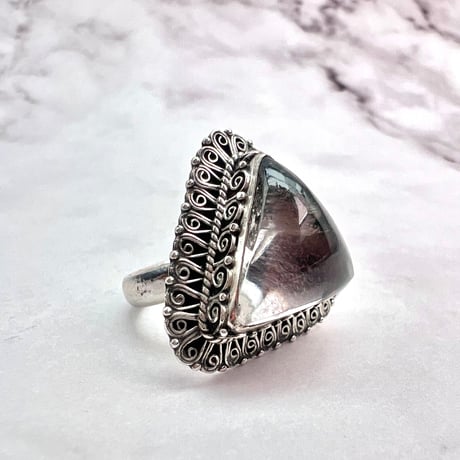 【ガネッシュヒマール産】クローライトイン天然ヒマラヤ水晶S/V925リング/Ganesh Himal Chlorite in Himalayan Quartz S/V925 Ring