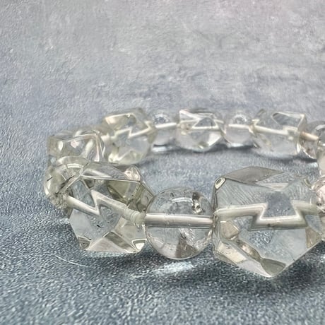 【カイラス産】"手磨き"天然ヒマラヤ水晶デザインブレスレット/Kailash Himalayan Quartz Design Bracelet