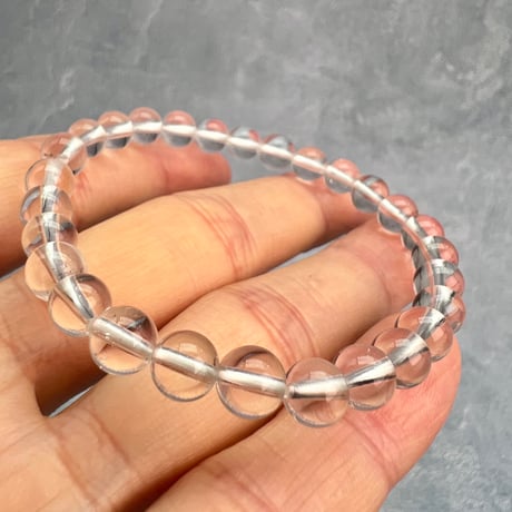 【カイラス産】"手磨き加工"天然ヒマラヤ水晶ブレスレット6mm内径15cm/Kailash Himalayan Quartz Bracelet