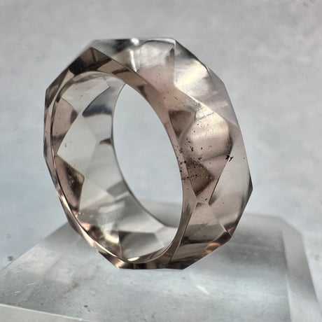 【ガウリシャンカール産】天然ヒマラヤスモーキークォーツ ファセットリング(16号)/GauriShankar Smoky Quartz Facet Ring