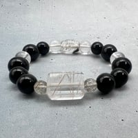 【デザインブレスレット】ガネッシュヒマール産天然ヒマラヤ水晶×チベット産モリオン/Ganesh Himal×Tibetan Morion Design Bracelet