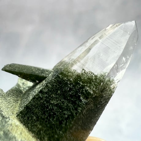 【ガネッシュヒマール産】クローライトイン天然ヒマラヤ水晶/GaneshHimal Chlorite&Albite in Himalayan Quartz