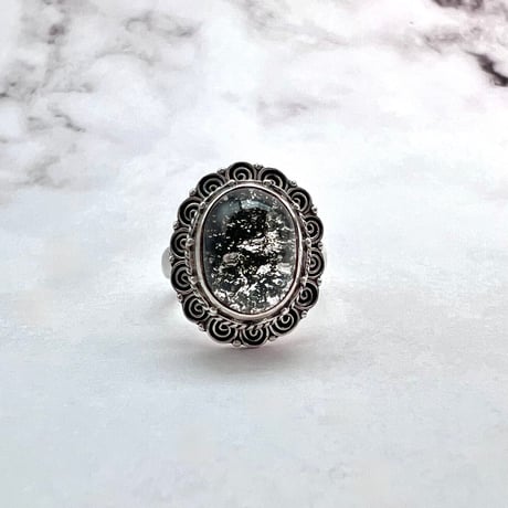 【ガネッシュヒマール産】クローライトイン天然ヒマラヤ水晶S/V925リング/Ganesh Himal Chlorite in Himalayan Quartz S/V925 Ring