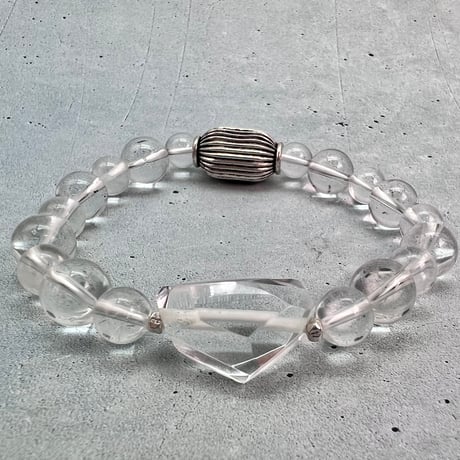 【デザインブレスレット】ガネッシュヒマール産天然ヒマラヤ水晶×シルバー925/Ganesh Himal Himalayan Quartz Design Bracelet