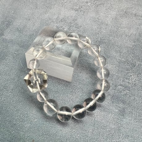 【デザインブレスレット】ガネッシュヒマール産ヒマラヤ水晶"イコサヘドロン" 内径14cm/GaneshHimal"Icosahedron"Design Bracelet