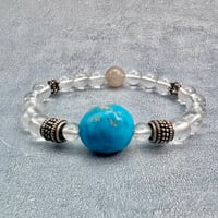 【デザインブレスレット】アリゾナターコイズ×ガネッシュヒマール産アクチノライトイン天然ヒマラヤ水晶/Arizona Turquoise×Ganesh Himal Design Bracelet