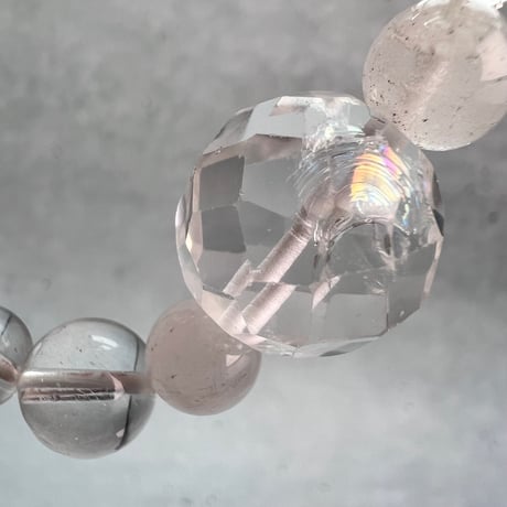 【デザインブレスレット】カイラス産×アンナプルナ産天然ヒマラヤ水晶+シルバーチャーム/Kailash×Annapurna Himalayan Quartz×Silver charm