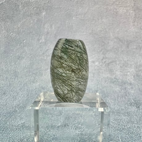 【ガネッシュヒマール産】アクチノライトイン天然ヒマラヤ水晶 樽型ビーズ⑥/Ganesh Himal Actinolite in Himalayan Quartz barrel beads