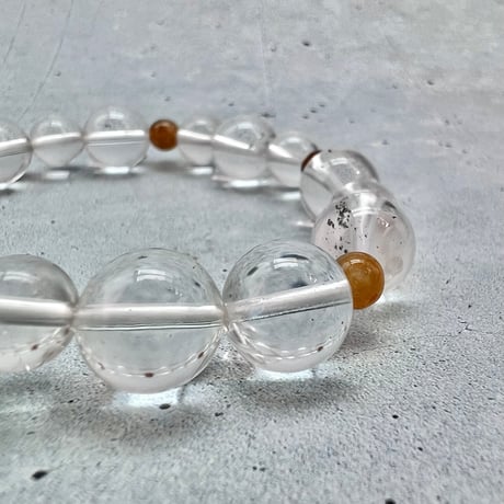 【デザインブレスレット】ネパール産ヒマラヤハニートルマリン×ガネッシュヒマール産天然ヒマラヤ水晶/Nepal Himalayan Honey Tourmaline×Ganesh Himal