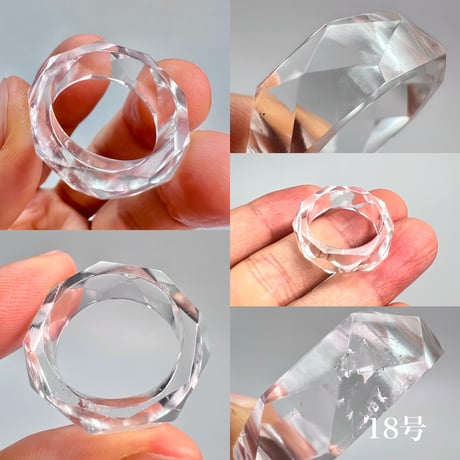 【ガネッシュヒマール産】天然ヒマラヤ水晶ファセットリング(16号〜19.5号) /Ganesh Himal Himalayan Quartz Facet Ring