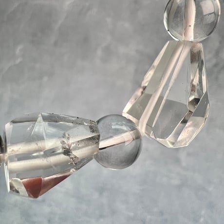 【カイラス産】"手磨き"天然ヒマラヤ水晶デザインブレスレット/Kailash Himalayan Quartz Design Bracelet