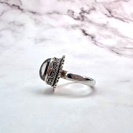 【ガネッシュヒマール産】クローライトイン天然ヒマラヤ水晶S/V925リング/Ganesh Himal Chlorite in Himalayan Quartz S/V925 Ring