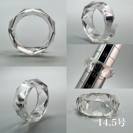 【ガネッシュヒマール産】天然ヒマラヤ水晶ファセットリング(12号〜15.5号) /Ganesh Himal Himalayan Quartz Facet Ring