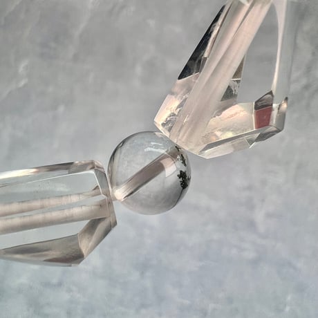 【カイラス産】"手磨き"天然ヒマラヤ水晶デザインブレスレット/Kailash Himalayan Quartz Design Bracelet