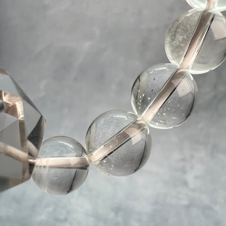 【デザインブレスレット】ガネッシュヒマール産ヒマラヤ水晶"イコサヘドロン" 内径14cm/GaneshHimal"Icosahedron"Design Bracelet