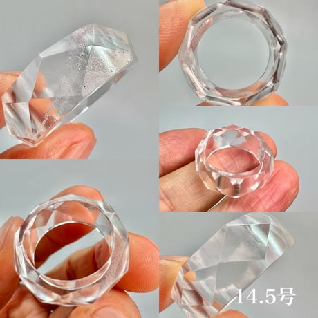 【ガネッシュヒマール産】天然ヒマラヤ水晶ファセットリング(12号〜15.5号) /Ganesh Himal Himalayan Quartz Facet Ring