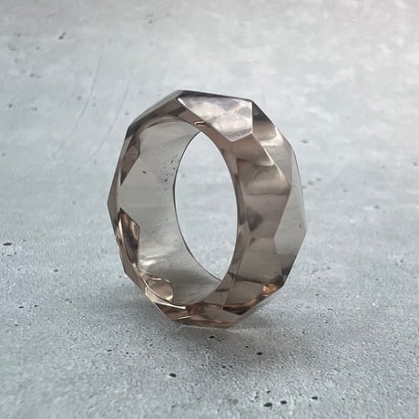 【ガウリシャンカール産】天然ヒマラヤスモーキークォーツ ファセットリング(16号)/GauriShankar Smoky Quartz Facet Ring