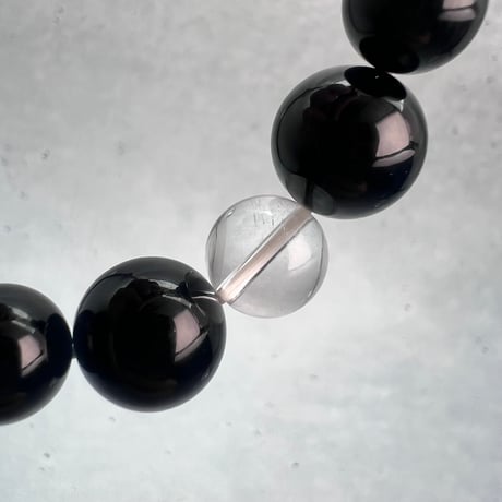 【デザインブレスレット】ガネッシュヒマール産天然ヒマラヤ水晶×チベット産モリオン/Ganesh Himal×Tibetan Morion Design Bracelet