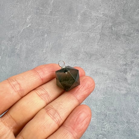 【ガネッシュヒマール産】クローライト&アクチノライトイン天然ヒマラヤ水晶"イコサヘドロン"ペンダントトップ/Ganesh Himal "Icosahedron"Pendant Top
