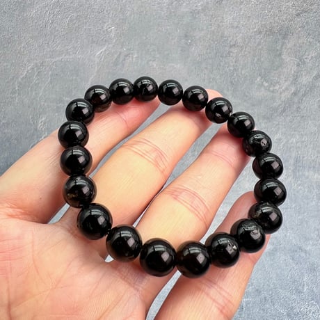 ネパール産🇳🇵【ヒマラヤドラバイトトルマリン】ブレスレット9mm内径15.5cm/Nepal Himalayan dravite tourmaline Bracelet