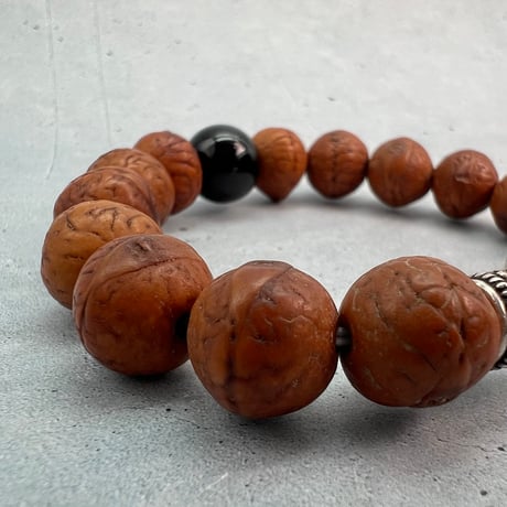 【デザインブレスレット】鳳眼菩提樹×カイラス産天然ヒマラヤ水晶×シルバー/Phoenix Eye Bodhi Seed×Kailash Himalayan Quartz×Silver