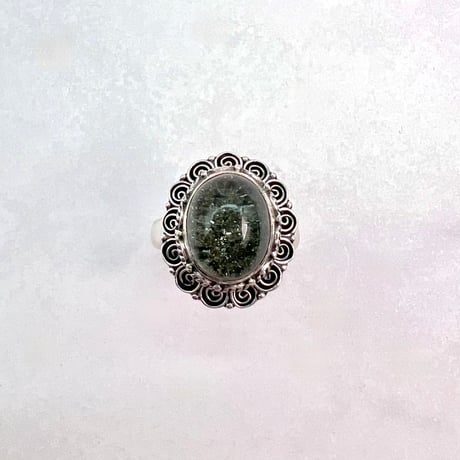 【ガネッシュヒマール産】クローライトイン天然ヒマラヤ水晶S/V925リング/Ganesh Himal Chlorite in Himalayan Quartz S/V925 Ring