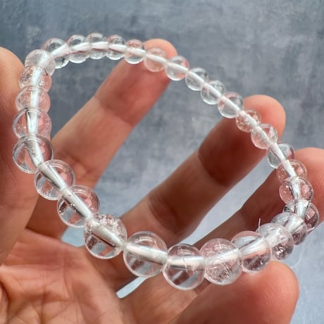 【ガネッシュヒマール産】天然ヒマラヤ水晶ブレスレット6mm内径16cm/Ganesh Himal Himalayan Quartz