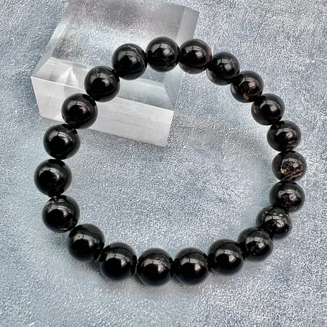 ネパール産🇳🇵【ヒマラヤドラバイトトルマリン】ブレスレット9mm内径15.5cm/Nepal Himalayan dravite tourmaline Bracelet