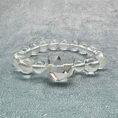 【デザインブレスレット】ガネッシュヒマール産ヒマラヤ水晶"イコサヘドロン" 内径14cm/GaneshHimal"Icosahedron"Design Bracelet