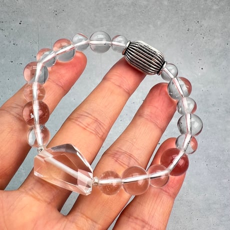 【デザインブレスレット】ガネッシュヒマール産天然ヒマラヤ水晶×シルバー925/Ganesh Himal Himalayan Quartz Design Bracelet