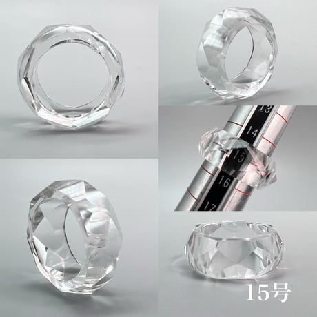 【ガネッシュヒマール産】天然ヒマラヤ水晶ファセットリング(12号〜15.5号) /Ganesh Himal Himalayan Quartz Facet Ring