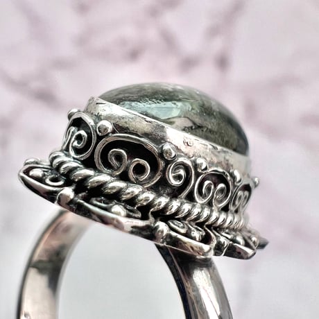 【ガネッシュヒマール産】クローライトイン天然ヒマラヤ水晶S/V925リング/Ganesh Himal Chlorite in Himalayan Quartz S/V925 Ring