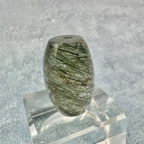 【ガネッシュヒマール産】アクチノライトイン天然ヒマラヤ水晶 樽型ビーズ⑥/Ganesh Himal Actinolite in Himalayan Quartz barrel beads