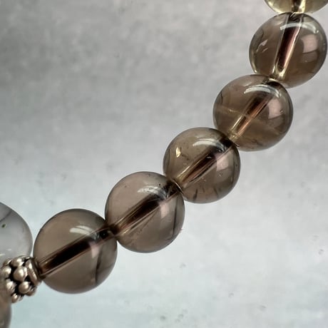 【ガウリシャンカール産】天然ヒマラヤスモーキークォーツ"ハート"デザインブレスレット/GauriShankar Himalayan Smoky Quartz "Heart"