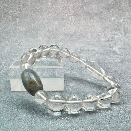 【デザインブレスレット】ネパールサファイア×ガネッシュヒマール産天然ヒマラヤ水晶/Nepal Sapphire×Ganesh Himal Himalayan Quartz