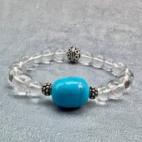 【デザインブレスレット】アリゾナターコイズ×ガネッシュヒマール産天然ヒマラヤ水晶/Arizona Turquoise×Ganesh Himal Himalayan Quartz