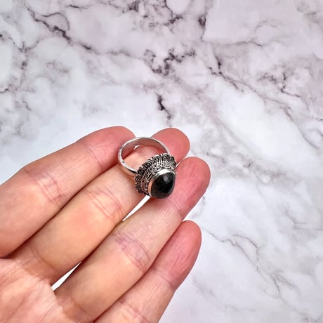 【ガネッシュヒマール産】クローライトイン天然ヒマラヤ水晶S/V925リング/Ganesh Himal Chlorite in Himalayan Quartz S/V925 Ring