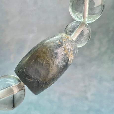 【デザインブレスレット】ネパールサファイア×ガネッシュヒマール産天然ヒマラヤ水晶/Nepal Sapphire×Ganesh Himal Himalayan Quartz