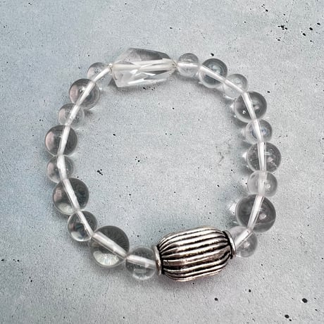 【デザインブレスレット】ガネッシュヒマール産天然ヒマラヤ水晶×シルバー925/Ganesh Himal Himalayan Quartz Design Bracelet