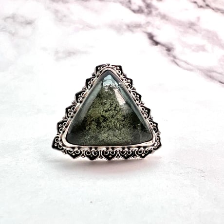 【ガネッシュヒマール産】クローライトイン天然ヒマラヤ水晶S/V925リング/Ganesh Himal Chlorite in Himalayan Quartz S/V925 Ring