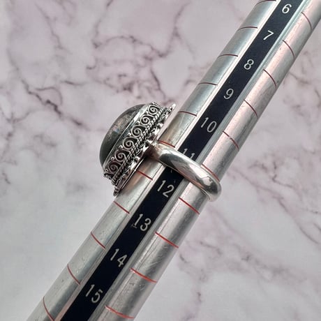 【ガネッシュヒマール産】クローライトイン天然ヒマラヤ水晶S/V925リング/Ganesh Himal Chlorite in Himalayan Quartz S/V925 Ring