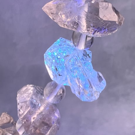 【デザインブレスレット】パキスタン産ハーキマー型クォーツ×ガネッシュヒマール産天然ヒマラヤ水晶/Pakistan Harkimar Quartz×Ganesh Himal