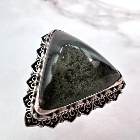 【ガネッシュヒマール産】クローライトイン天然ヒマラヤ水晶S/V925リング/Ganesh Himal Chlorite in Himalayan Quartz S/V925 Ring