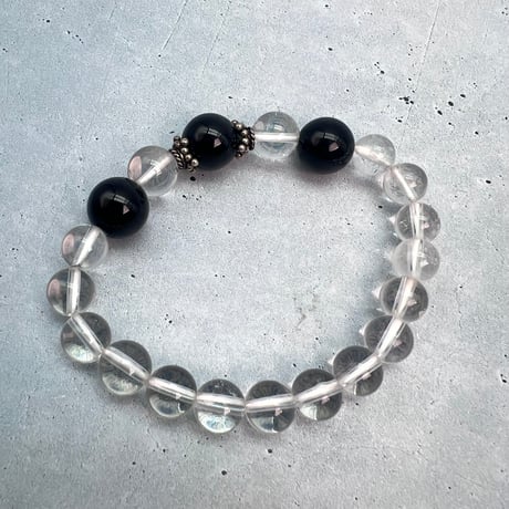 【デザインブレスレット】ガネッシュヒマール産天然ヒマラヤ水晶×チベット産モリオン/Ganesh Himal ×Tibetan Morion Design Bracelet