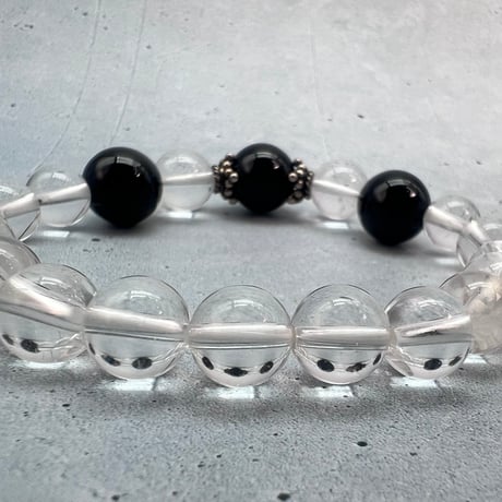 【デザインブレスレット】ガネッシュヒマール産天然ヒマラヤ水晶×チベット産モリオン/Ganesh Himal ×Tibetan Morion Design Bracelet
