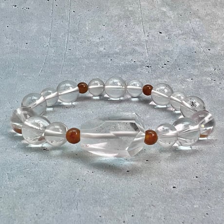 【デザインブレスレット】ネパール産ヒマラヤハニートルマリン×ガネッシュヒマール産天然ヒマラヤ水晶/Nepal Himalayan Honey Tourmaline×Ganesh Himal