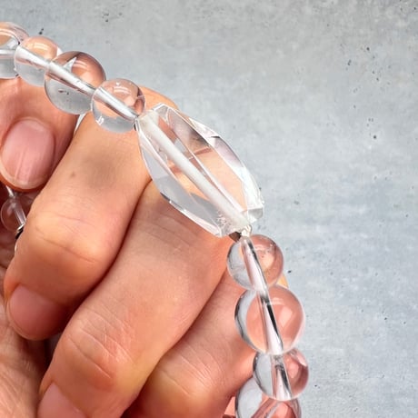 【デザインブレスレット】ガネッシュヒマール産天然ヒマラヤ水晶×シルバー925/Ganesh Himal Himalayan Quartz Design Bracelet