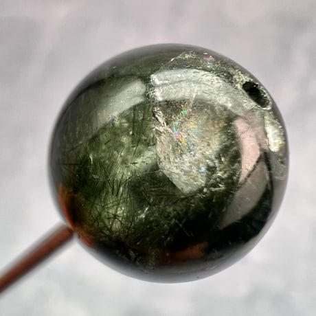 【ガネッシュヒマール産】クローライト&アクチノライトイン天然ヒマラヤ水晶ビーズ⑦/Ganesh Himal Chlorite&Actinorite in Himalayan Quartz beads